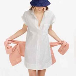 J.CREW Women's White Popplin Cotton Crisp Shirt Dress - M